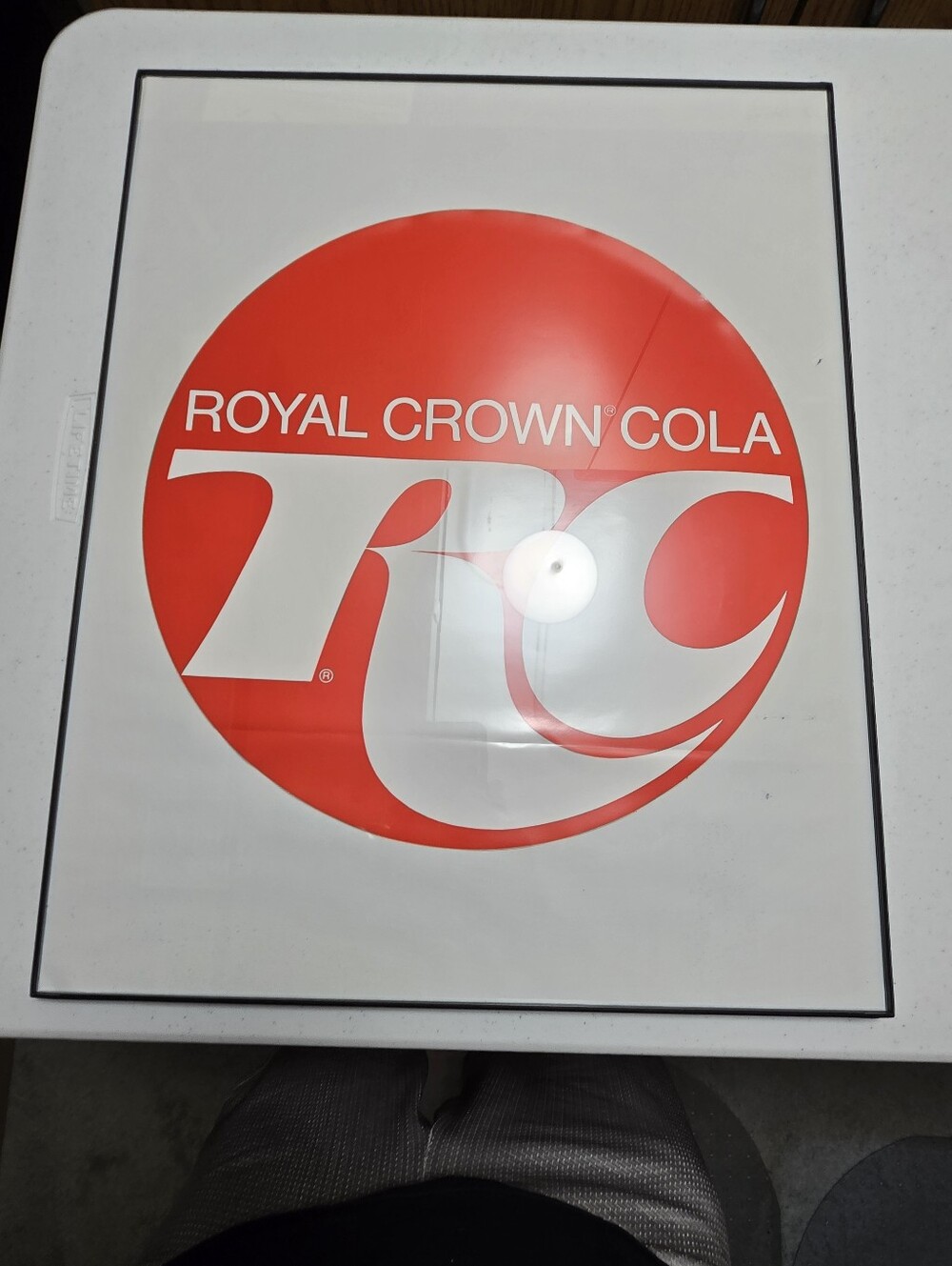 Large RC Cola Decal In A Poster Frame 16x20 Inches. Good Cond.  Decal Is 14x14